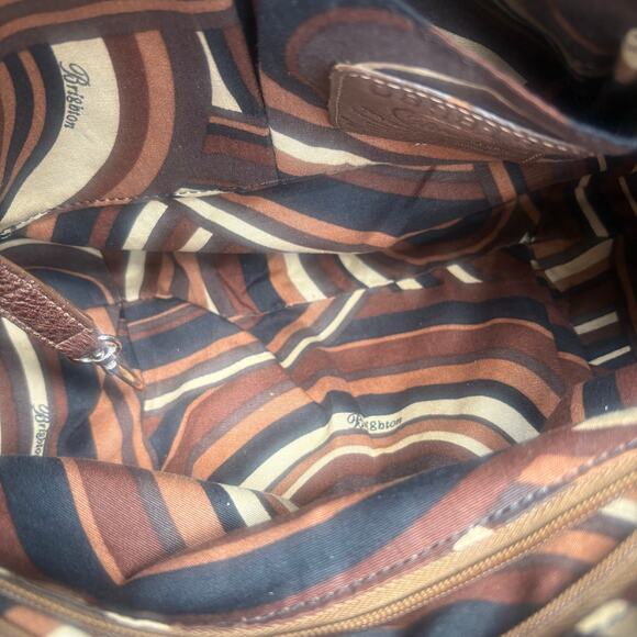 Brighton Purse Hobo Shoulder Bag Bronze Gold Metallic Leather Braided Strap - Picture 9 of 16